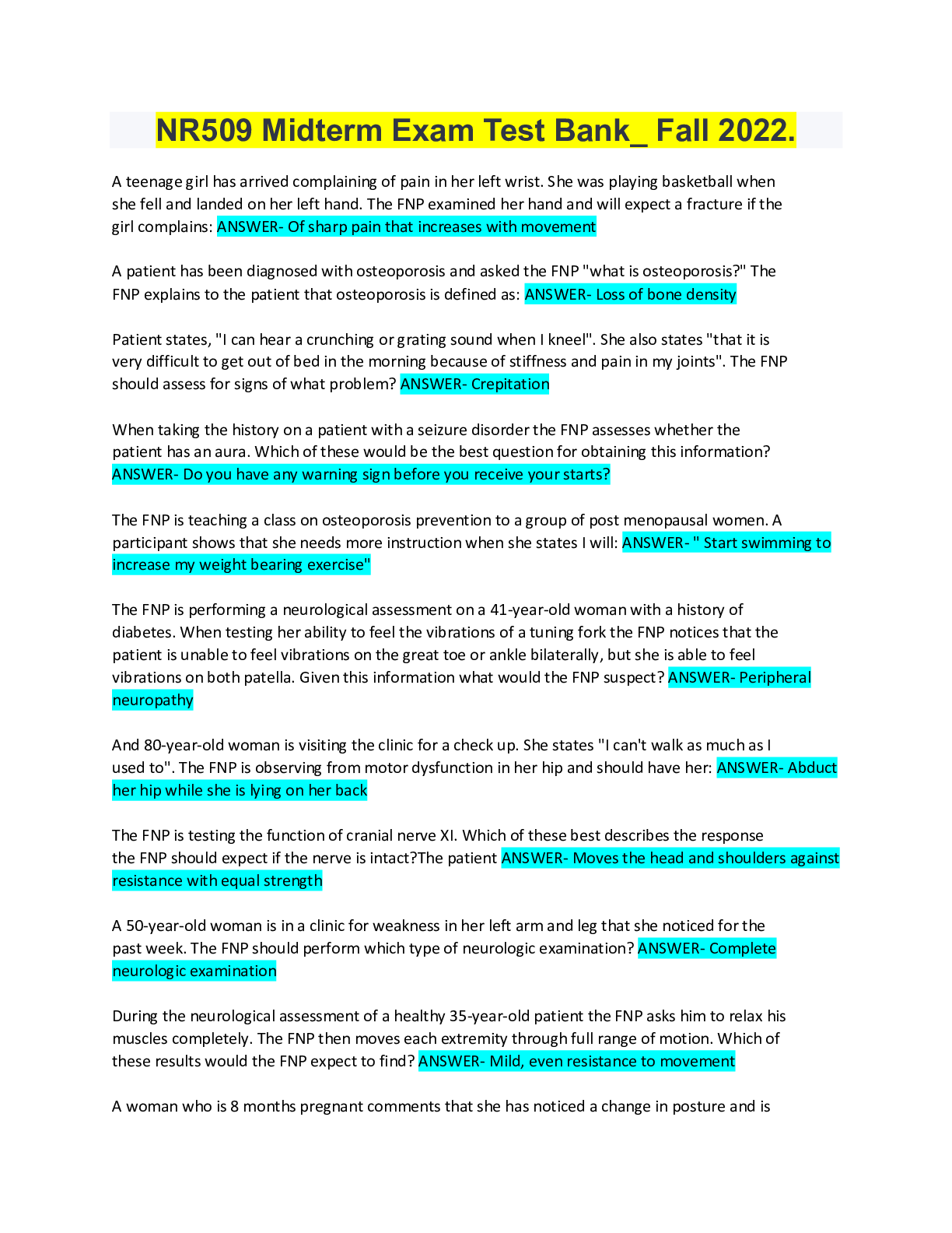Preview image for NR509 Midterm Exam Test Bank_ Fall 2022 Pass your exams in only 1 attempt.